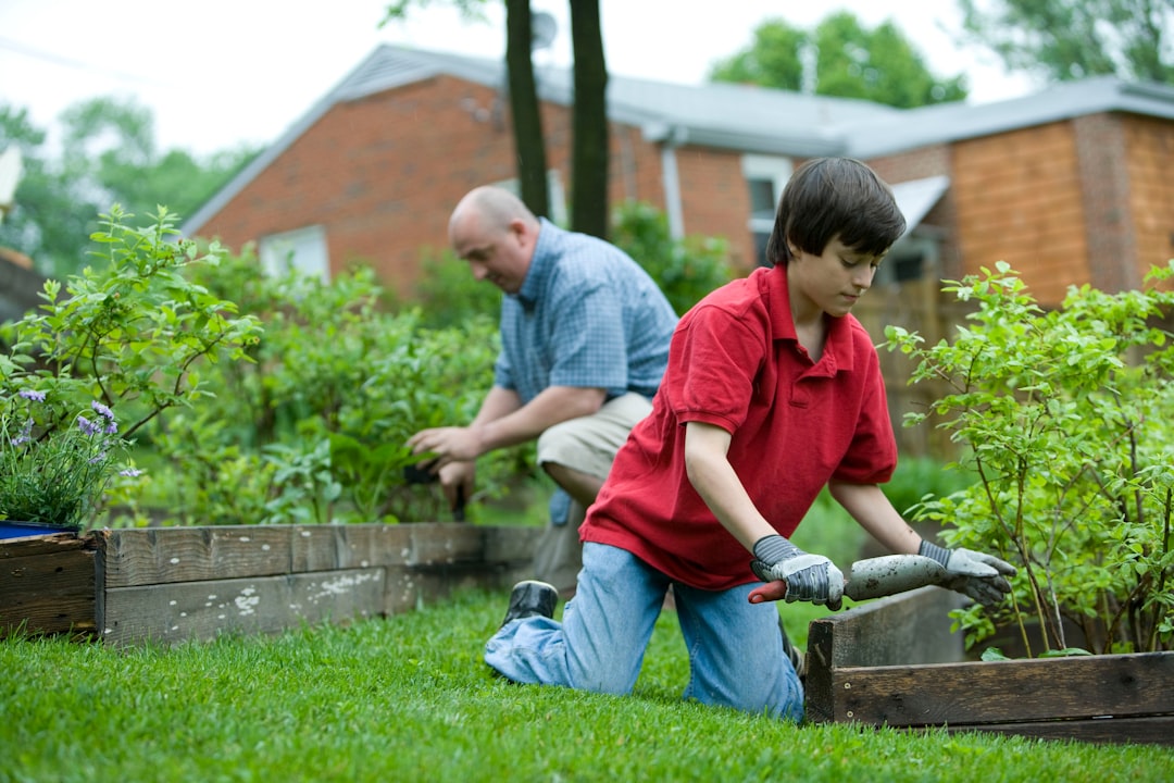 Gardener with protective equipment